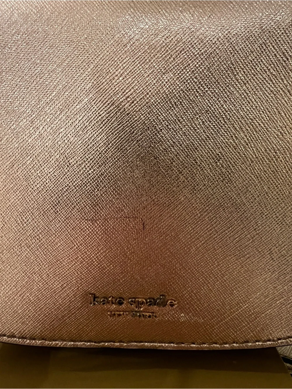 Kate Spade New York Rose Gold Saffiano Leather Flap Crossbody Bag